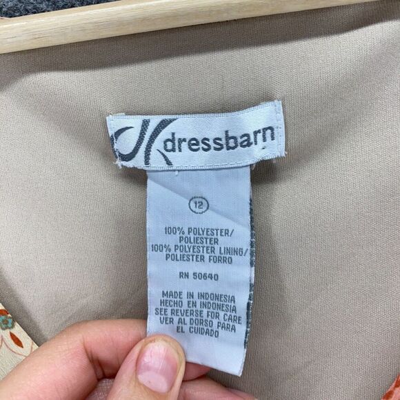 Dressbarn Dress Women 12 Beige Paisley Sheath Midi Lined V-Neck Sleeveless - Picture 5 of 8